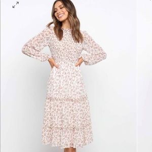 Petal & Pup: Cream 'Valente' Midi Length Dress (size 10) bump friendly